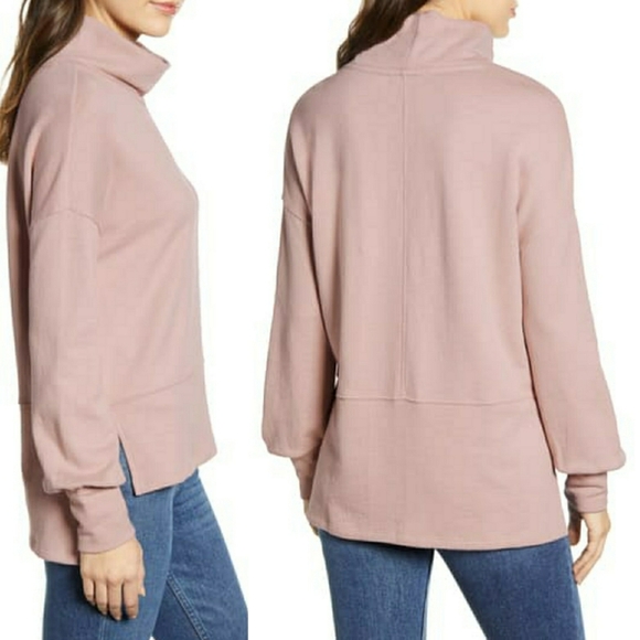Caslon Blush Pink Terry Pullover Sweatshirt Mockneck SZ Medium - Picture 5 of 5